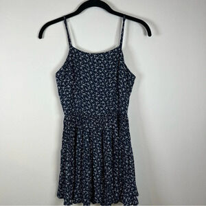Brandy Melville John Galt Mini Dress Navy Blue Micro Floral Tie Back Flowy Small